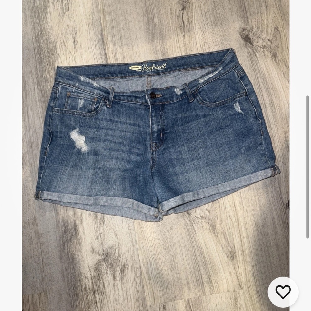 Old Navy Women's Boyfriend Distressed Blue Jean Shorts